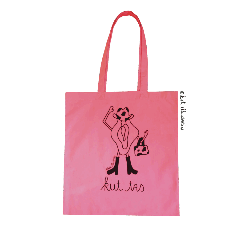 Kut, tas, roze, illustratie, totebag, cadeau, oosterbeek, madame